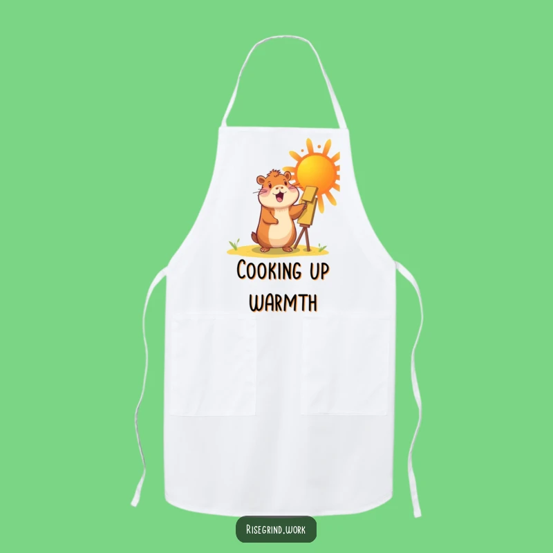 Funny Capybara Sun Painter Apron: Cheerful Art & Sun Kitchen Wear
