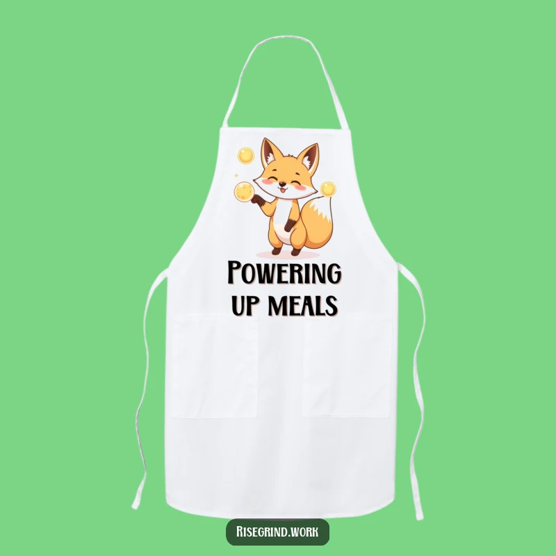 Funny Fox Juggler Apron: Energy Orb Kitchen Wear for Cooks