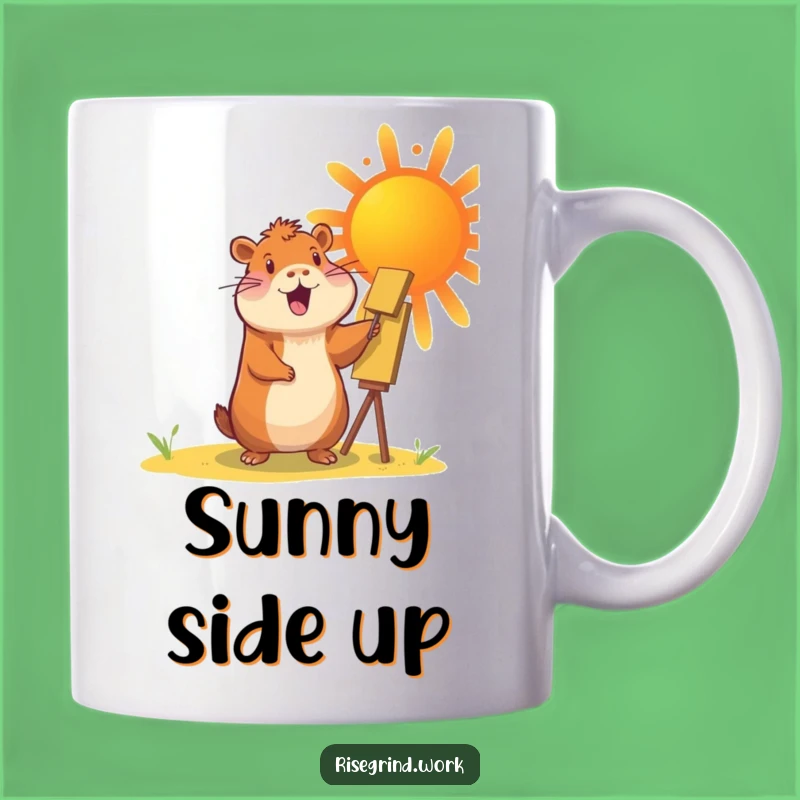 Funny Capybara Sun Painter Mug: Cheerful Art & Vibrant Sun, Perfect Gift