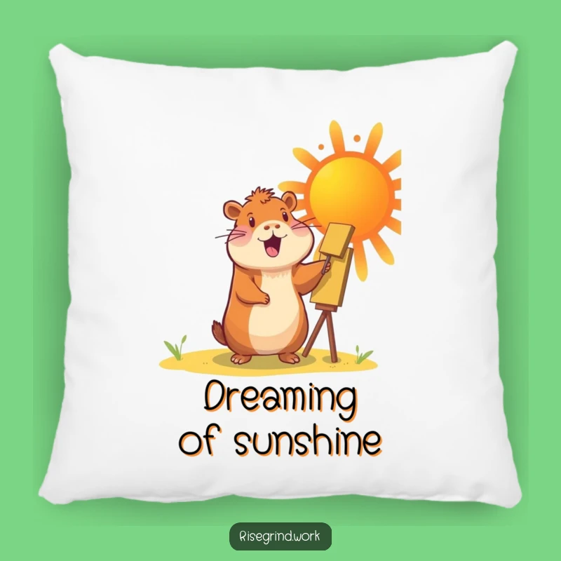 Funny Capybara Sun Painter Pillow: Soft Art & Sun Cushion Gift