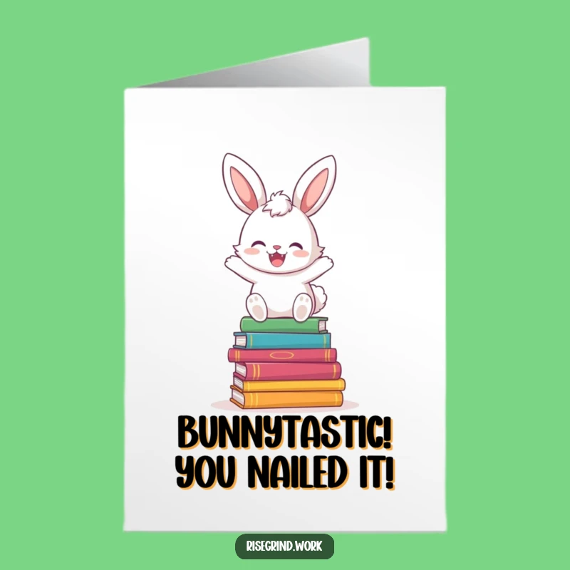 Free Printable Bunny Congrats Card: Hoppy Bunny Celebrates Your Achievements