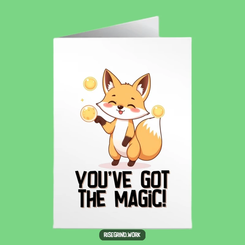 Free Printable Fox Congrats Card: Juggling Fox Celebrates Your Success