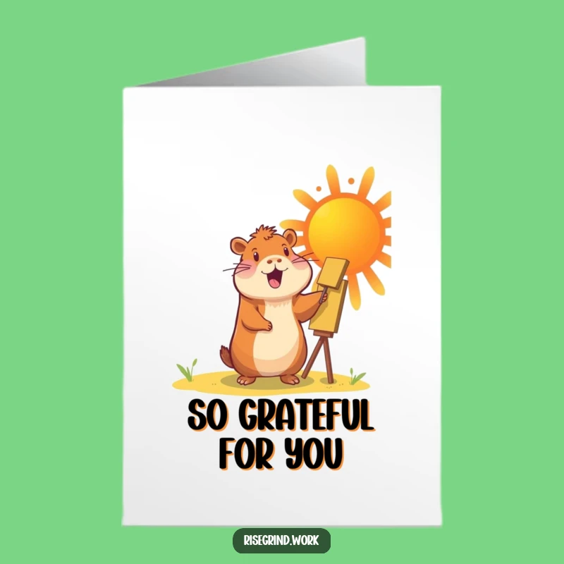 Free Printable Thank You Capybara Card: Grateful Capybara Paints Thanks