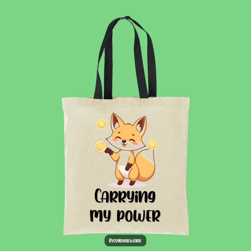 Funny Fox Juggler Tote Bag: Spacious Energy Orb Canvas Bag